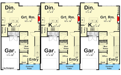 Triplex main level floor plan